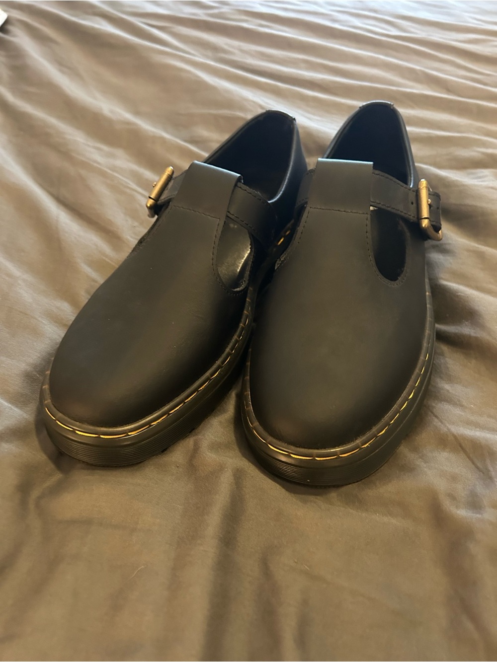 Dr. Martens Black Leather Mary Jane Slip-On Loafers with Buckle - Picture 7 of 8